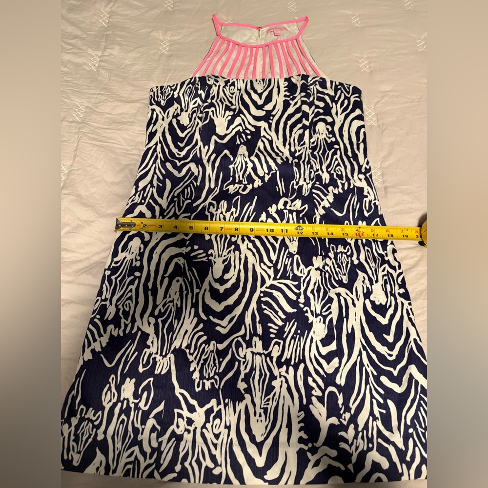 Lilly Pulitzer Pink and Navy Zebra Dress size 10 - Picture 8 of 9
